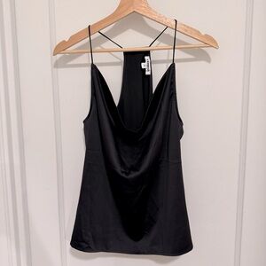 EXPRESS Black Satin Cowl Neck Top | Size M